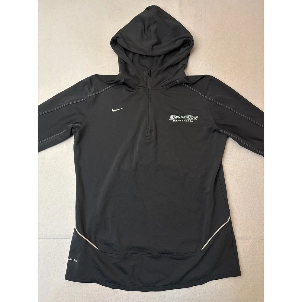 Nike Dri-FIT Binghamton Basketball Hoodie Mens Large Black 1/4 Zip Pullover